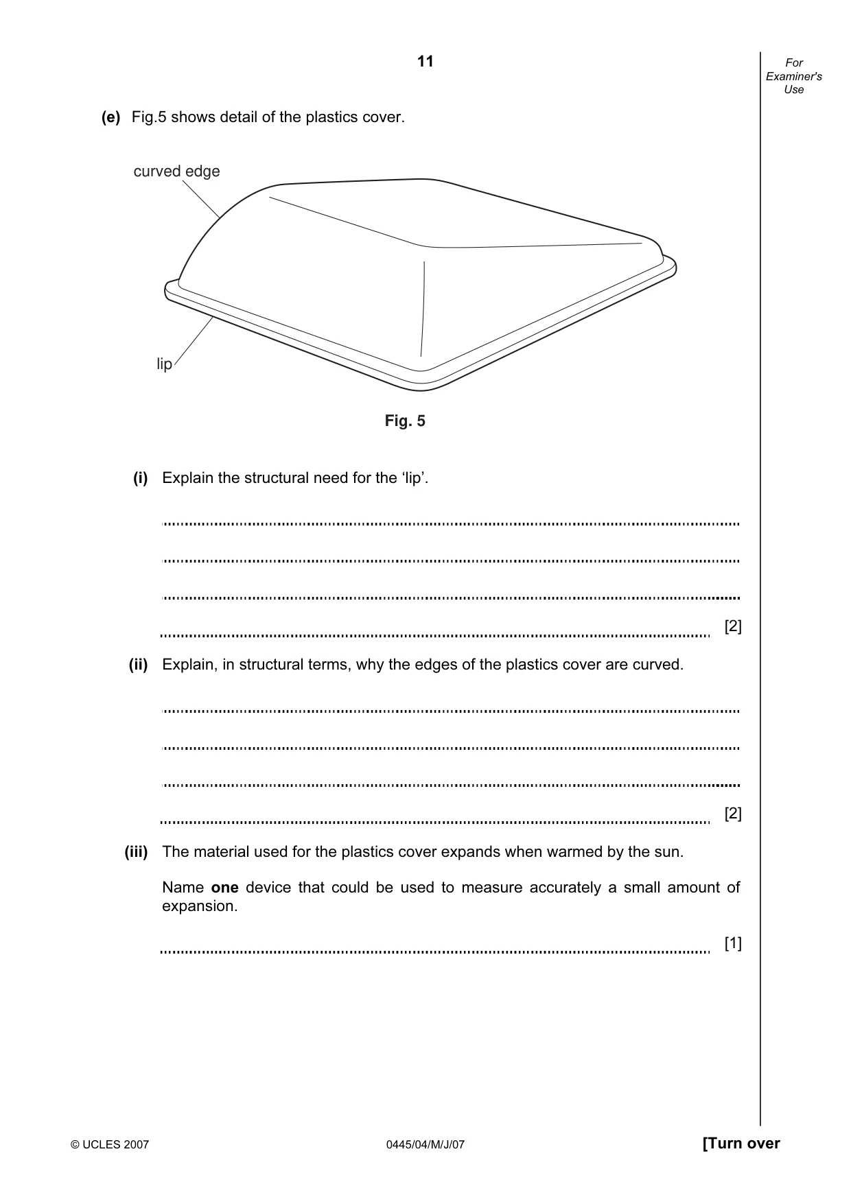 Cambridge IGCSE Design and Technology 0445 2007 May/June Paper 4 · Variant 1 question paper, page 11 of 20