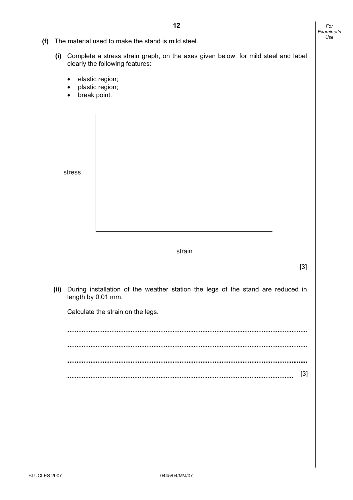 Cambridge IGCSE Design and Technology 0445 2007 May/June Paper 4 · Variant 1 question paper, page 12 of 20