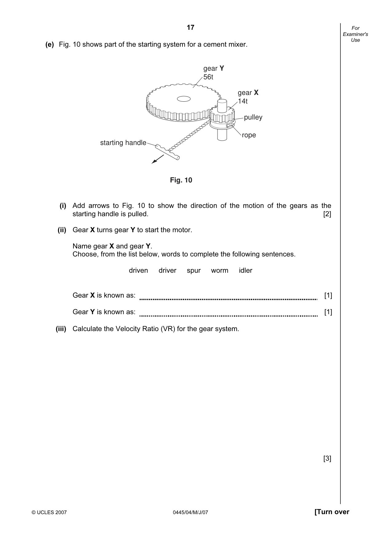 Cambridge IGCSE Design and Technology 0445 2007 May/June Paper 4 · Variant 1 question paper, page 17 of 20