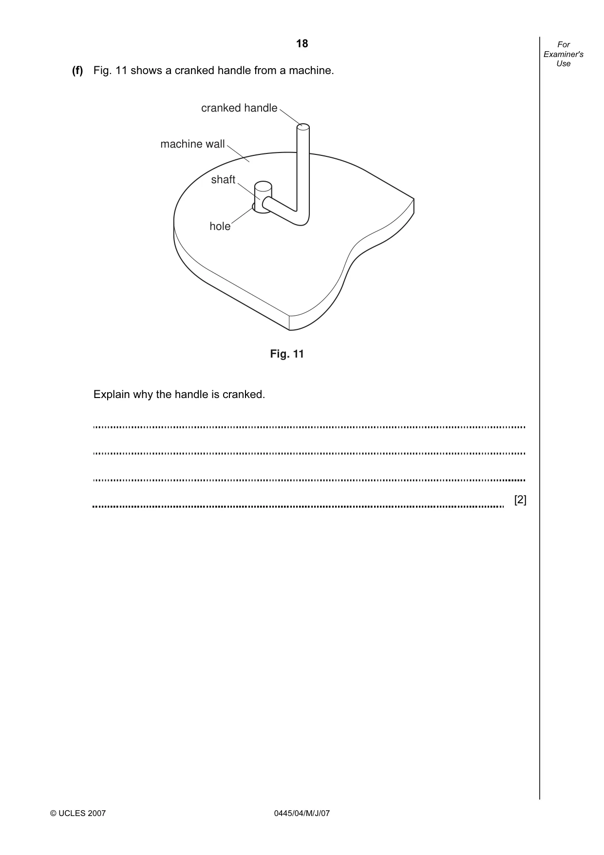 Cambridge IGCSE Design and Technology 0445 2007 May/June Paper 4 · Variant 1 question paper, page 18 of 20