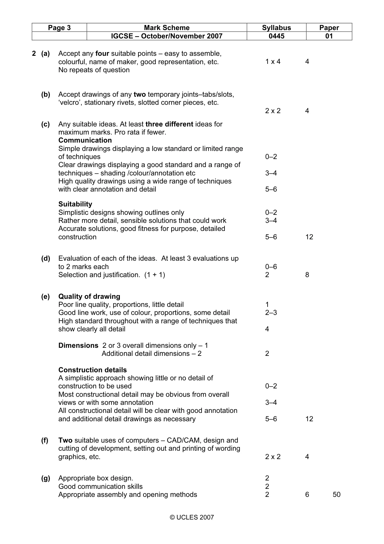 Mark scheme, page 3 of 4