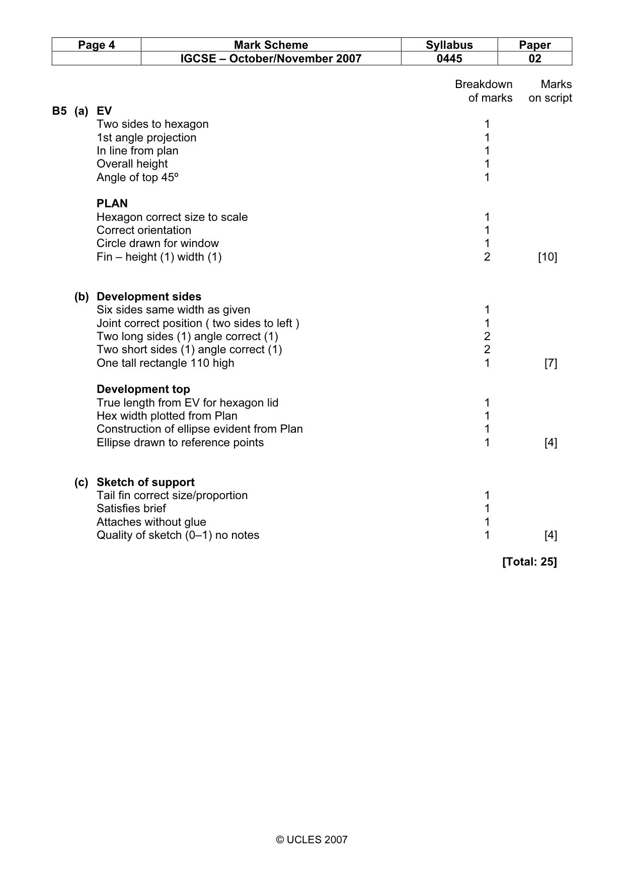 Mark scheme, page 4 of 4