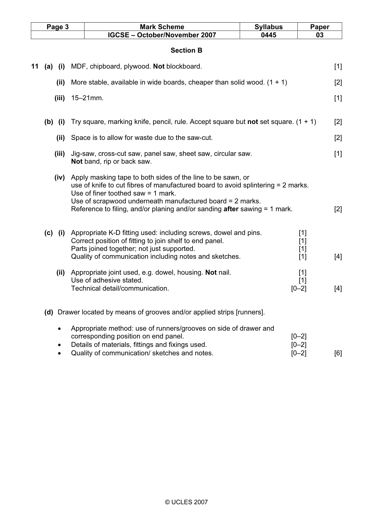 Mark scheme, page 3 of 5