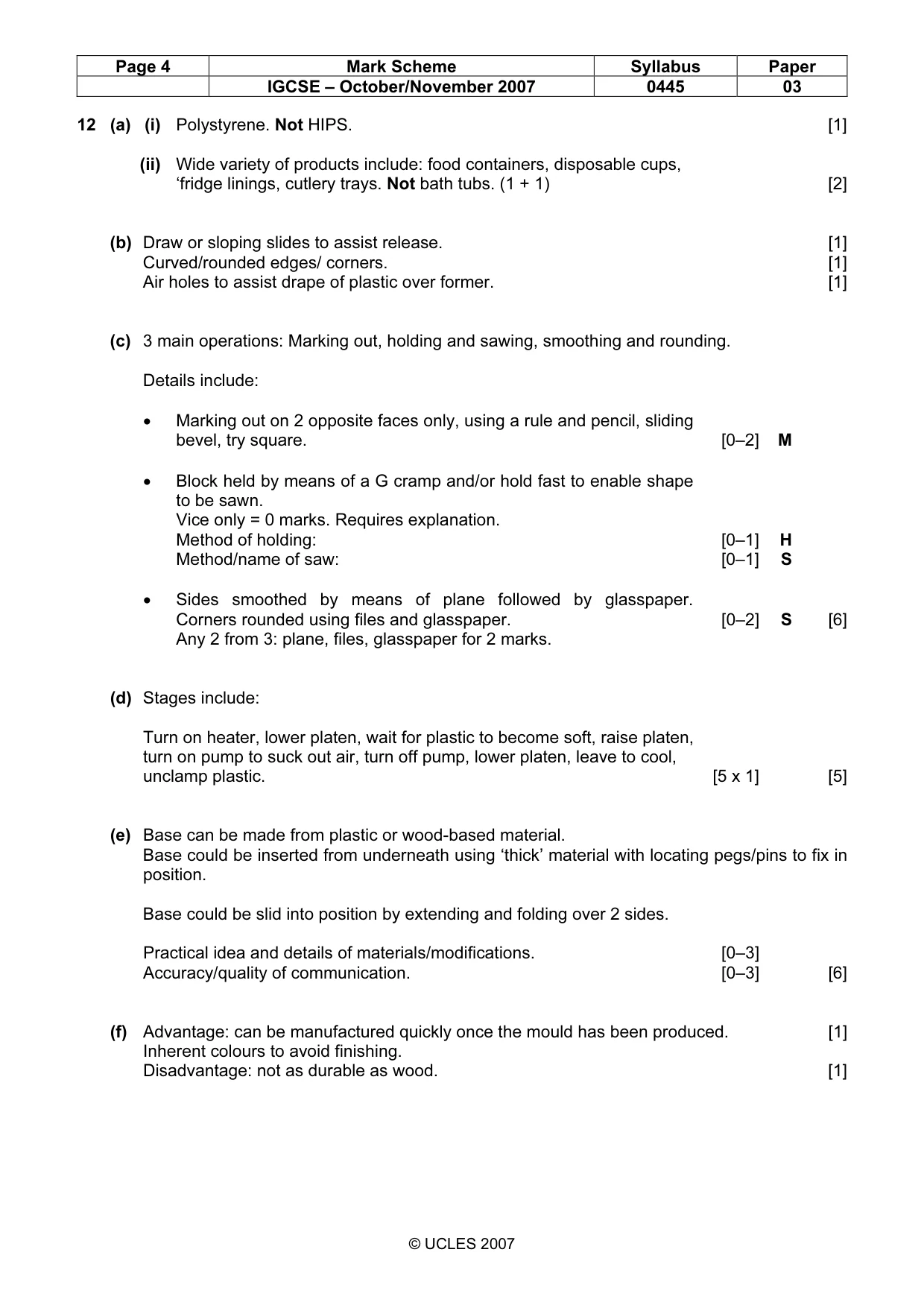 Mark scheme, page 4 of 5