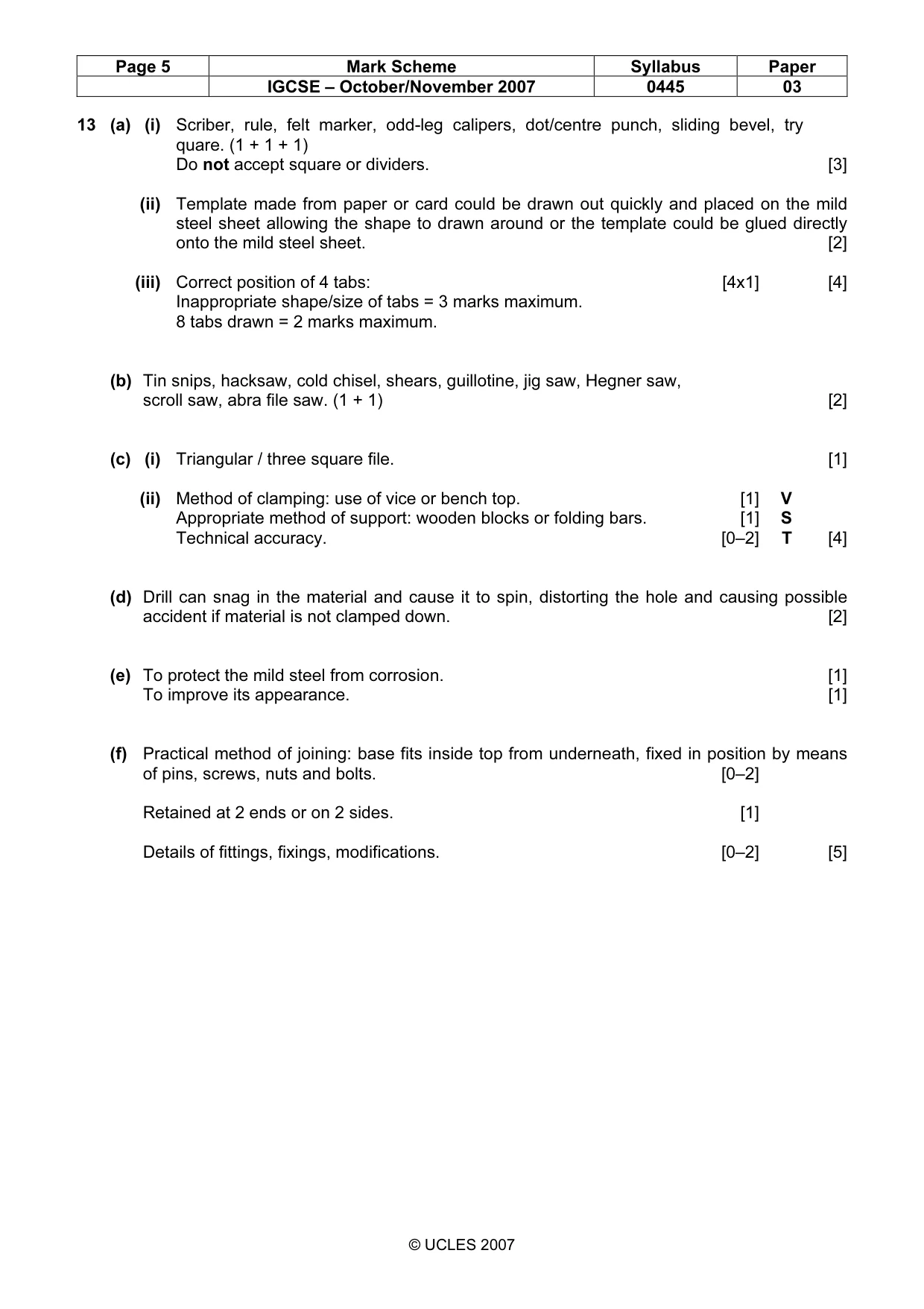 Mark scheme, page 5 of 5