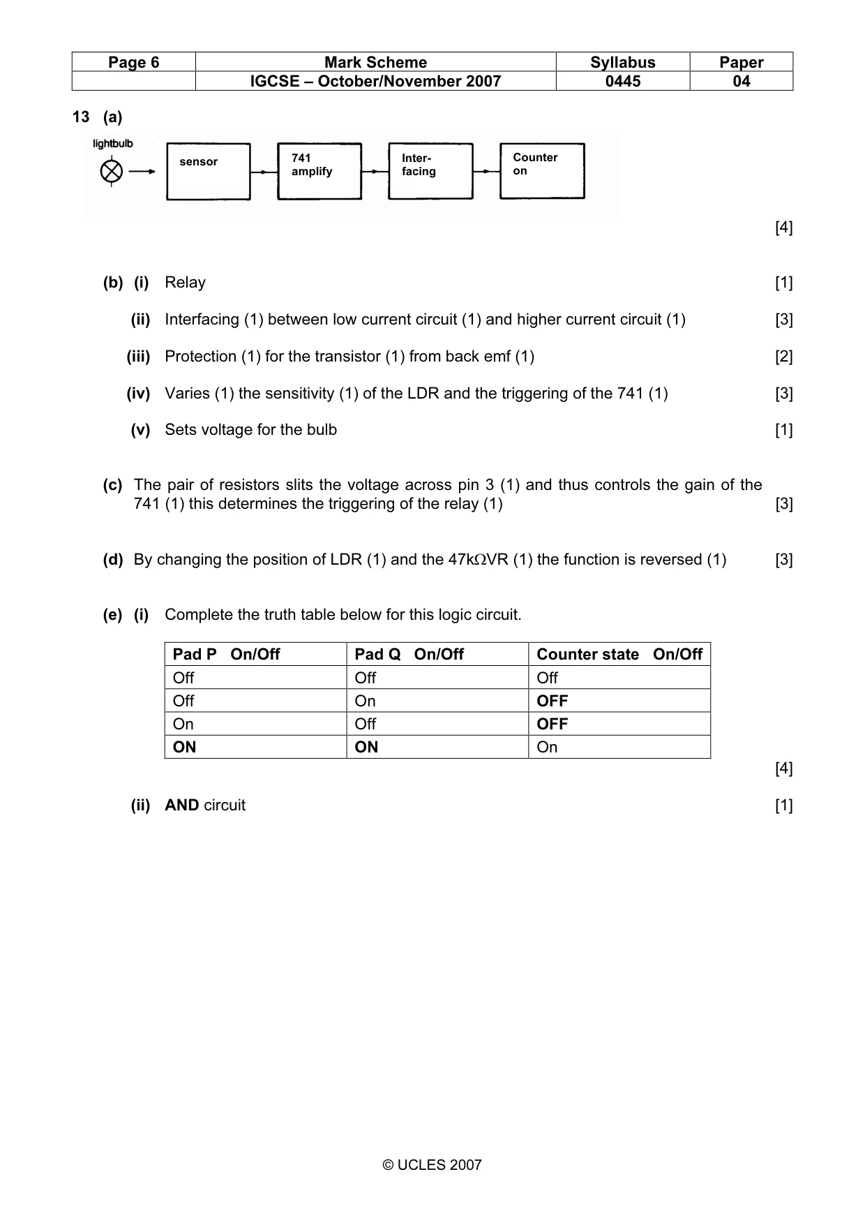 Mark scheme, page 6 of 6