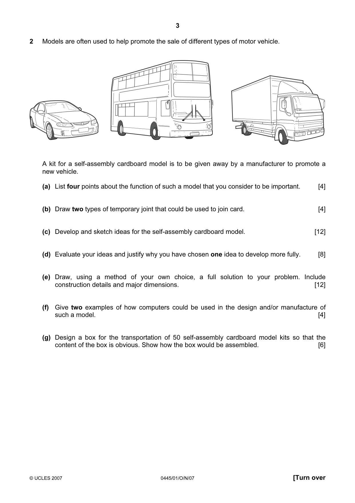 Cambridge IGCSE Design and Technology 0445 2007 Oct/Nov Paper 1 · Variant 1 question paper, page 3 of 4