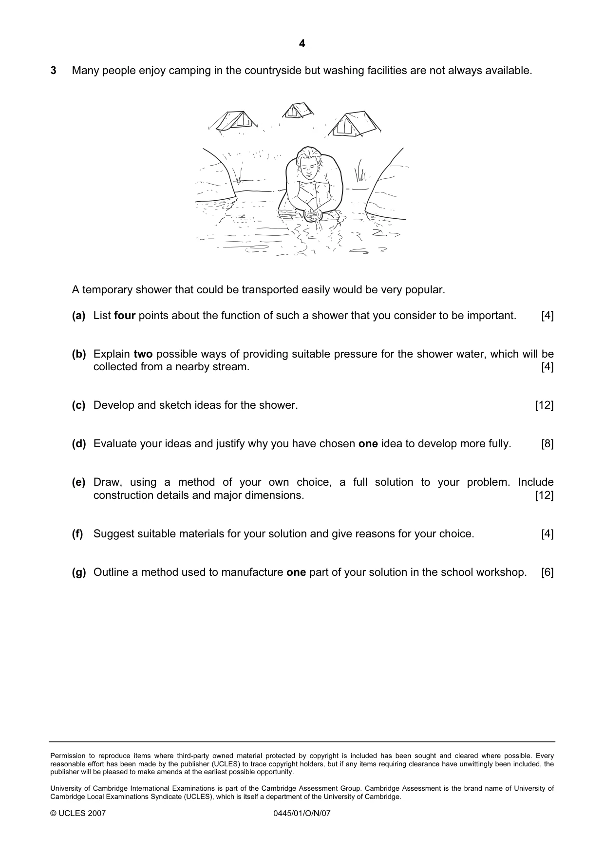 Cambridge IGCSE Design and Technology 0445 2007 Oct/Nov Paper 1 · Variant 1 question paper, page 4 of 4