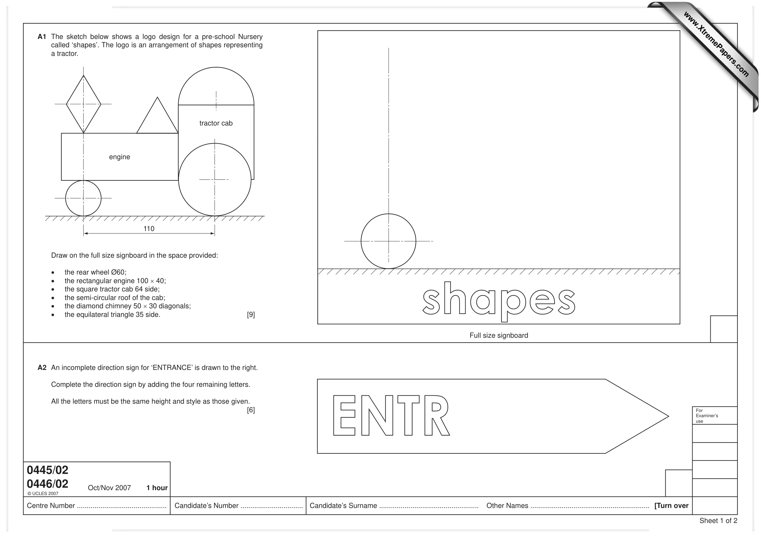 Cambridge IGCSE Design and Technology 0445 2007 Oct/Nov Paper 2 · Variant 1 question paper, page 1 of 4