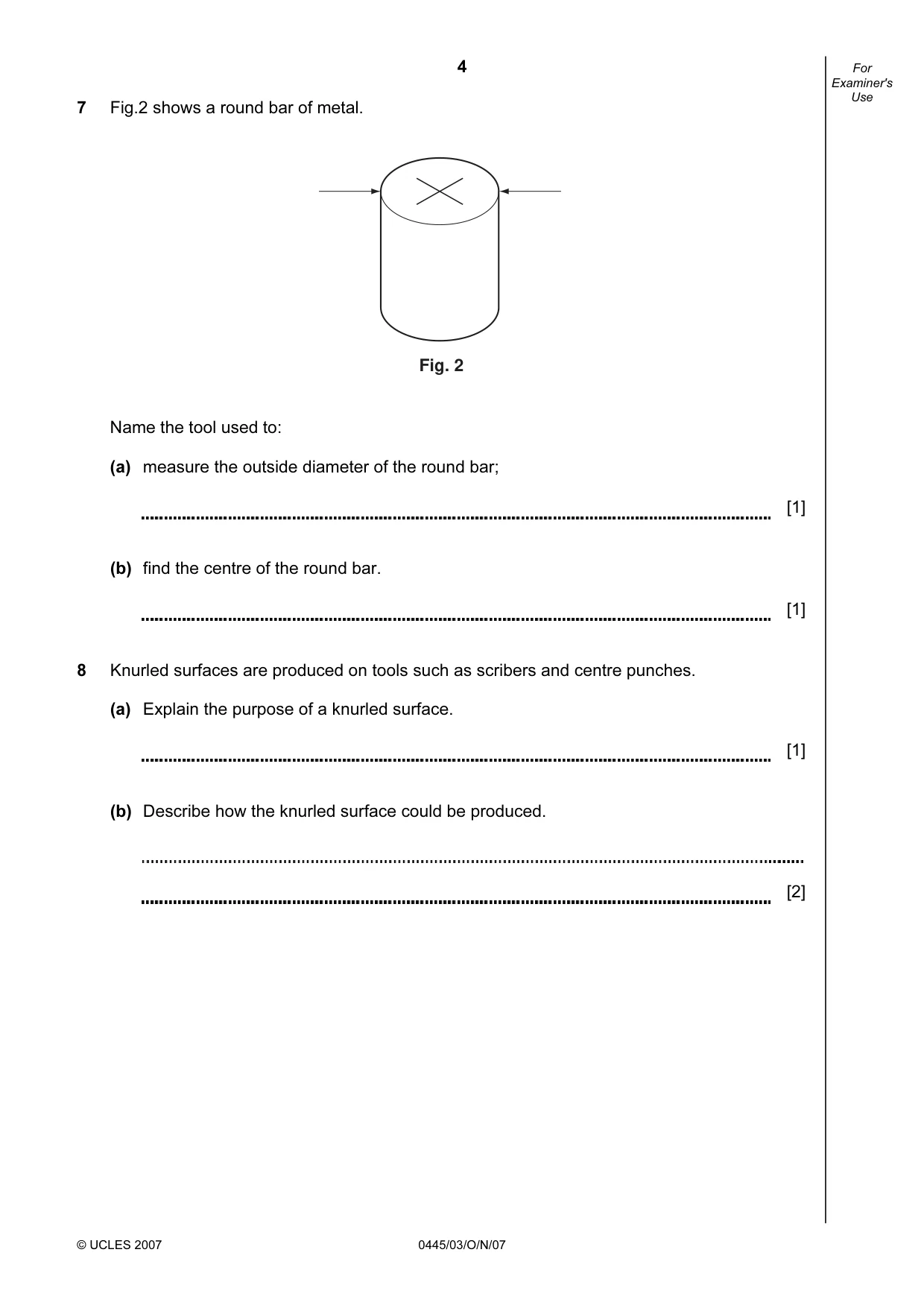 Cambridge IGCSE Design and Technology 0445 2007 Oct/Nov Paper 3 · Variant 1 question paper, page 4 of 16