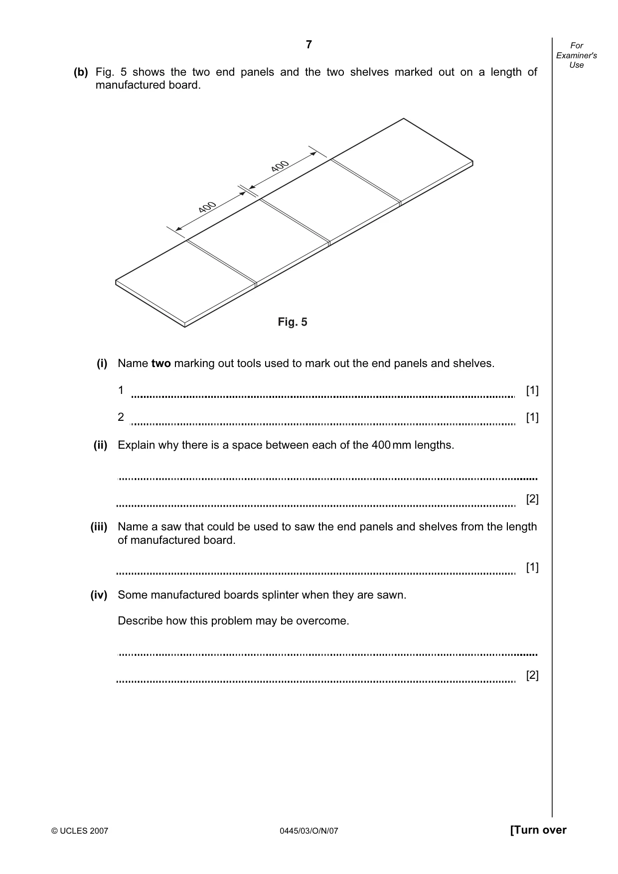 Cambridge IGCSE Design and Technology 0445 2007 Oct/Nov Paper 3 · Variant 1 question paper, page 7 of 16