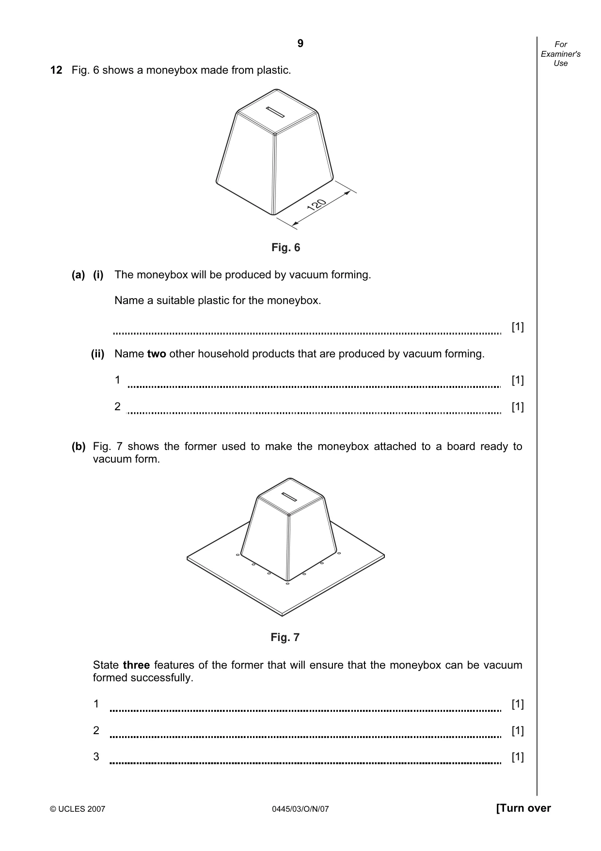 Cambridge IGCSE Design and Technology 0445 2007 Oct/Nov Paper 3 · Variant 1 question paper, page 9 of 16