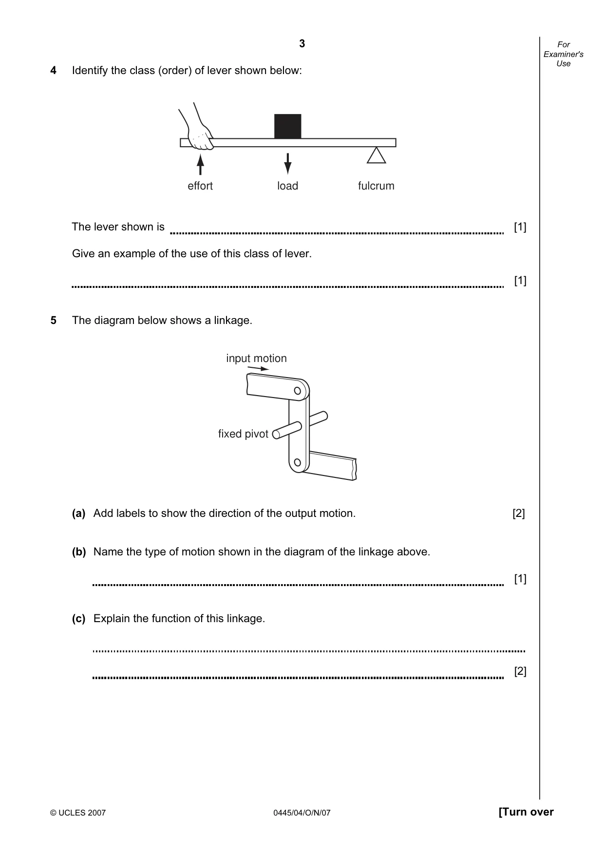 Cambridge IGCSE Design and Technology 0445 2007 Oct/Nov Paper 4 · Variant 1 question paper, page 3 of 16