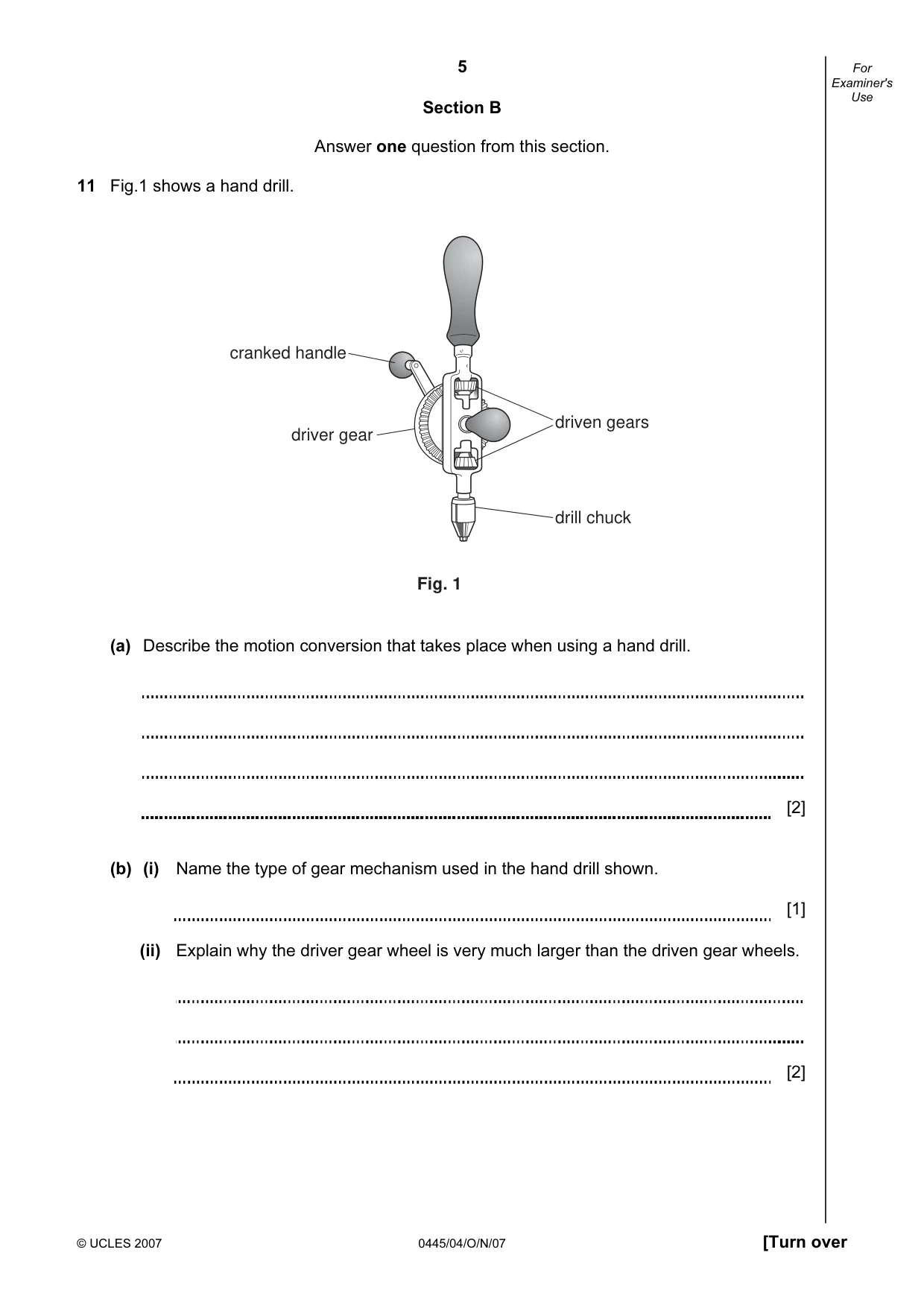 Cambridge IGCSE Design and Technology 0445 2007 Oct/Nov Paper 4 · Variant 1 question paper, page 5 of 16