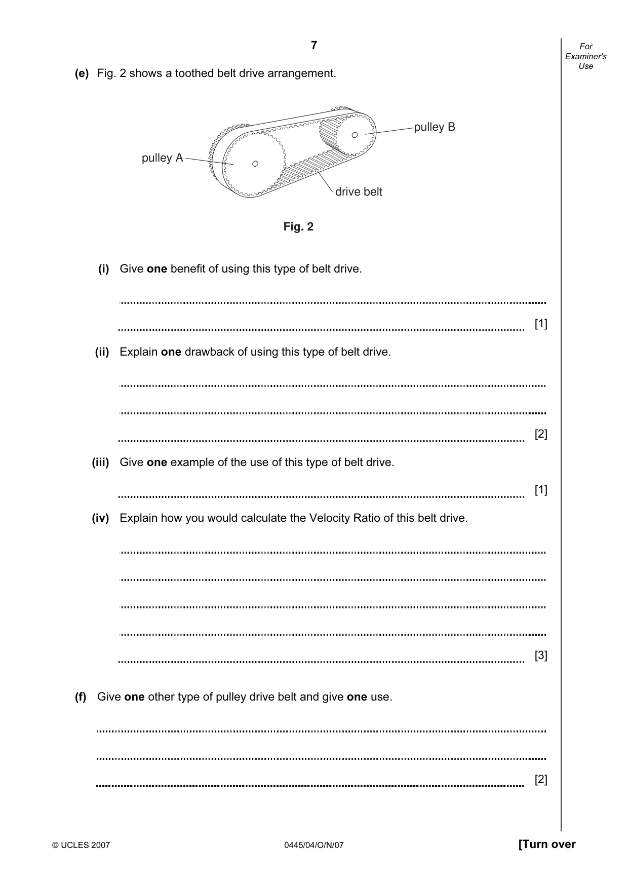 Cambridge IGCSE Design and Technology 0445 2007 Oct/Nov Paper 4 · Variant 1 question paper, page 7 of 16