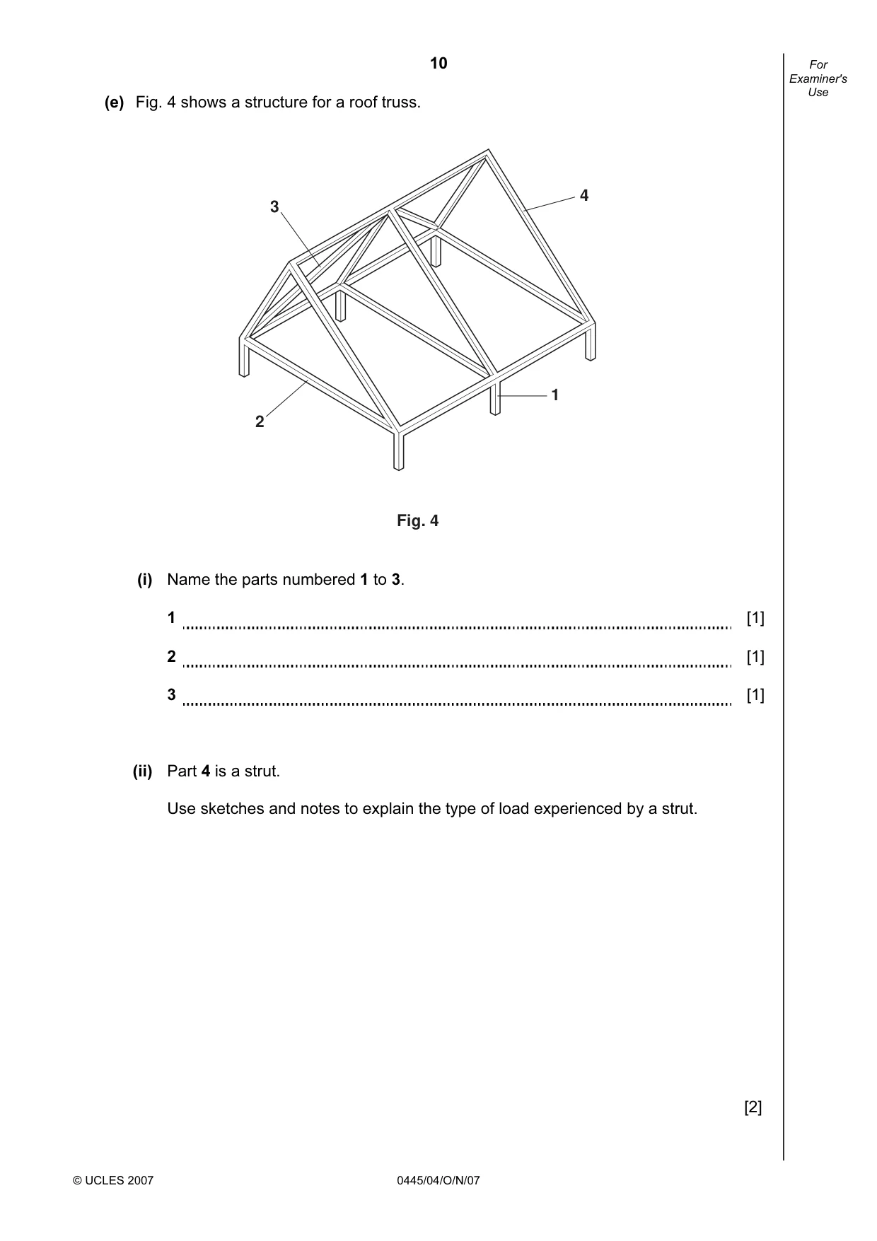 Cambridge IGCSE Design and Technology 0445 2007 Oct/Nov Paper 4 · Variant 1 question paper, page 10 of 16