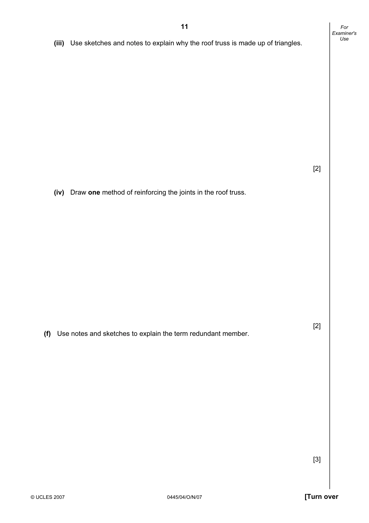 Cambridge IGCSE Design and Technology 0445 2007 Oct/Nov Paper 4 · Variant 1 question paper, page 11 of 16