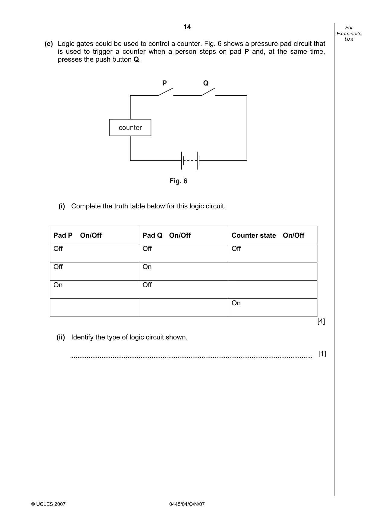 Cambridge IGCSE Design and Technology 0445 2007 Oct/Nov Paper 4 · Variant 1 question paper, page 14 of 16