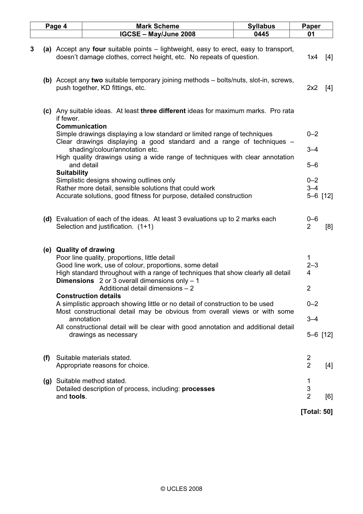 Mark scheme, page 4 of 4