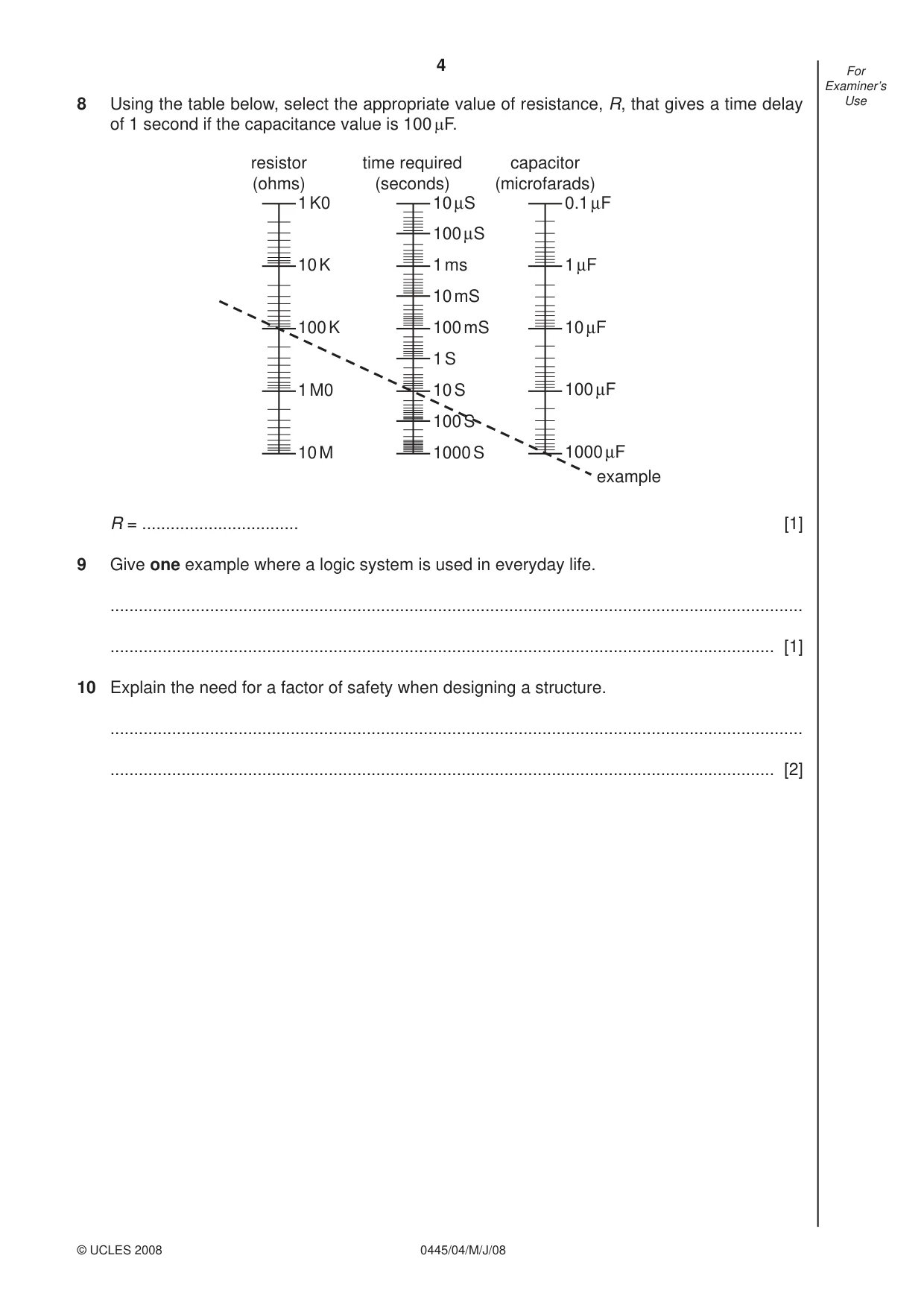 Cambridge IGCSE Design and Technology 0445 2008 May/June Paper 4 · Variant 1 question paper, page 4 of 16