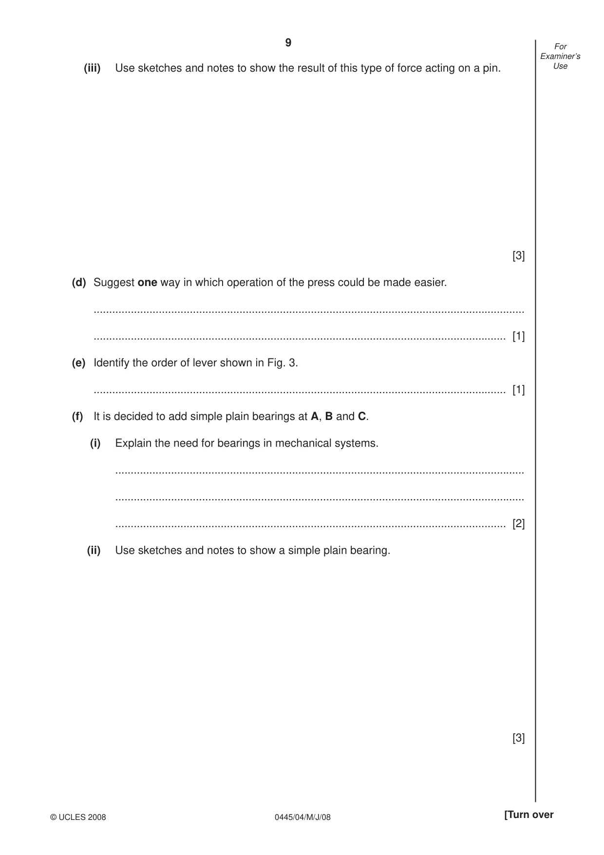 Cambridge IGCSE Design and Technology 0445 2008 May/June Paper 4 · Variant 1 question paper, page 9 of 16