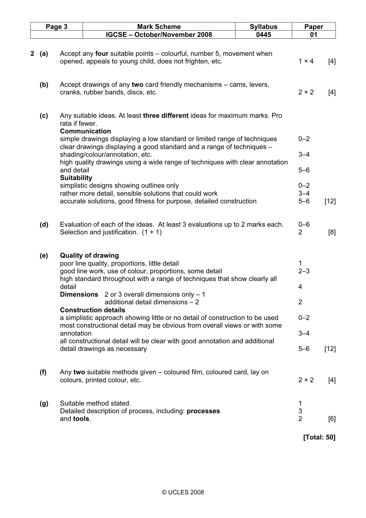 Mark scheme, page 3 of 4