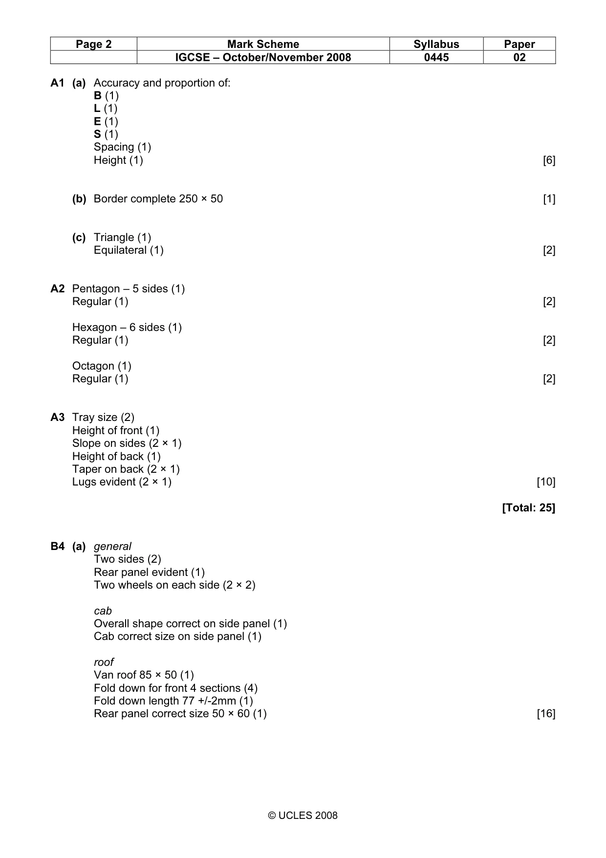 Mark scheme, page 2 of 3