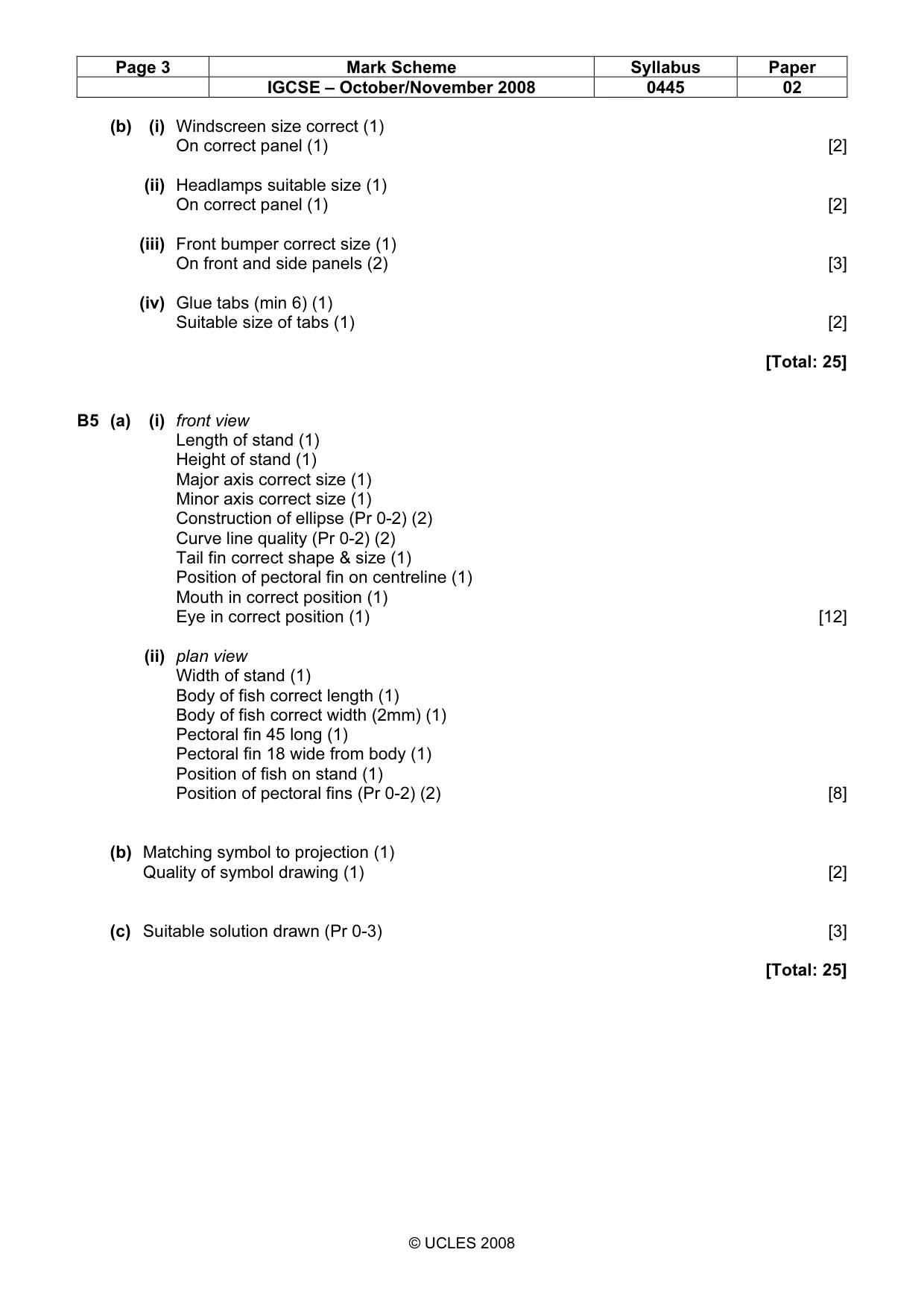 Mark scheme, page 3 of 3