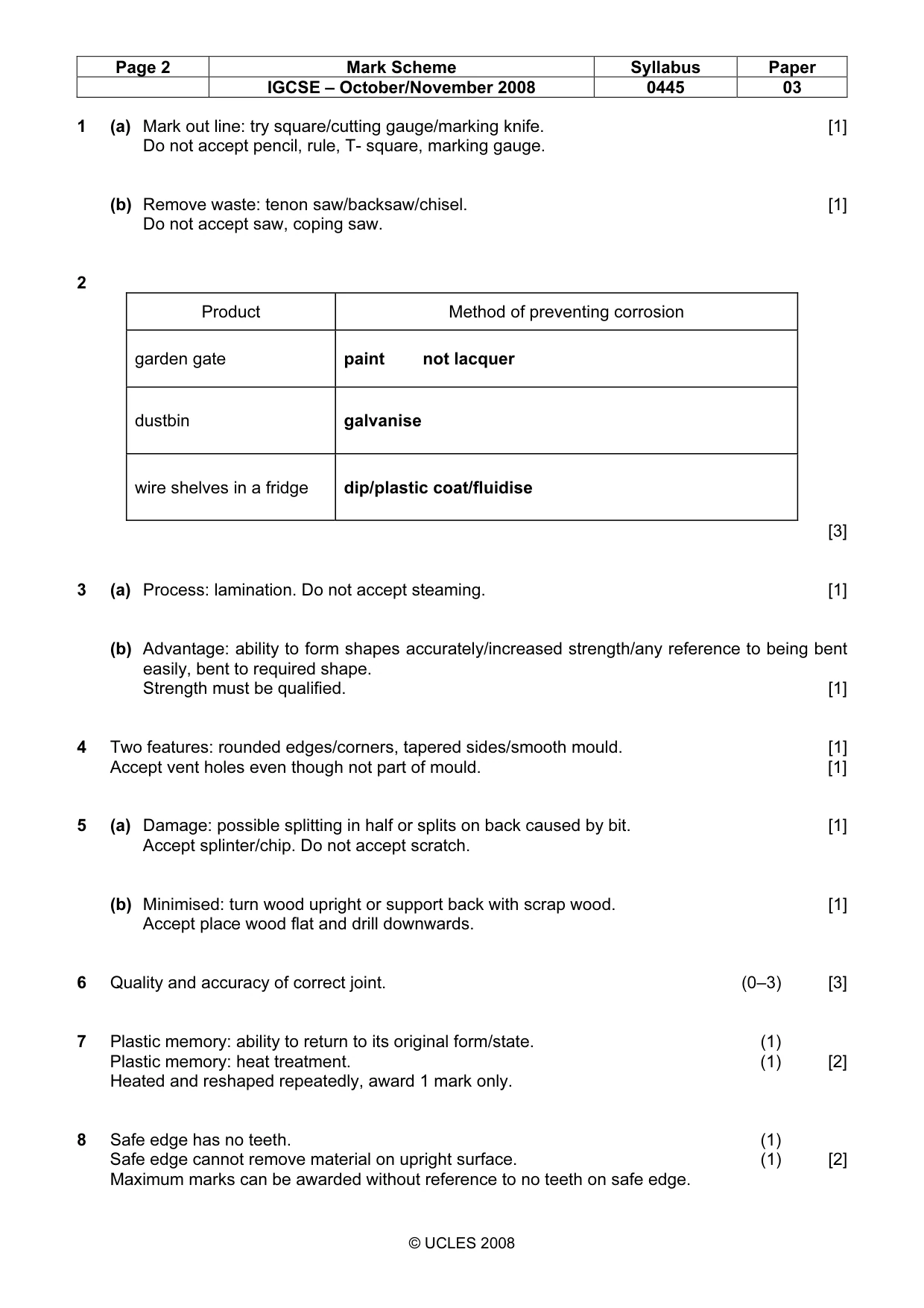 Mark scheme, page 2 of 5