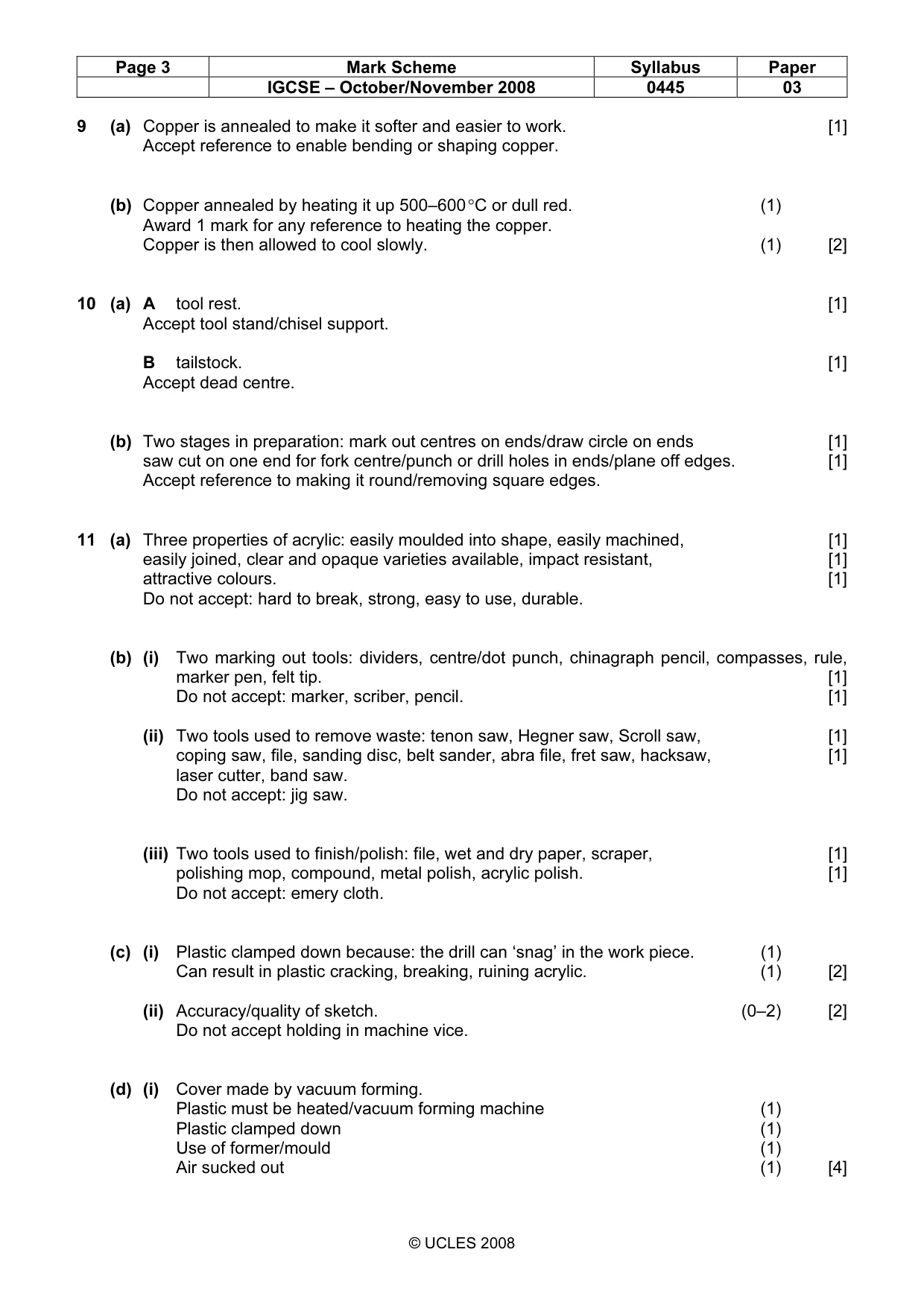 Mark scheme, page 3 of 5