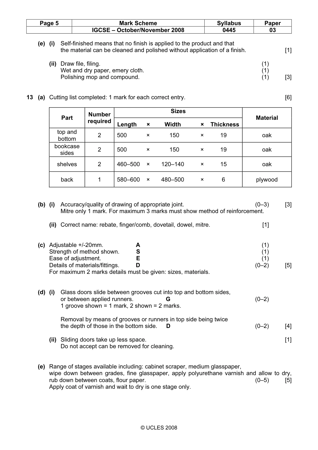 Mark scheme, page 5 of 5