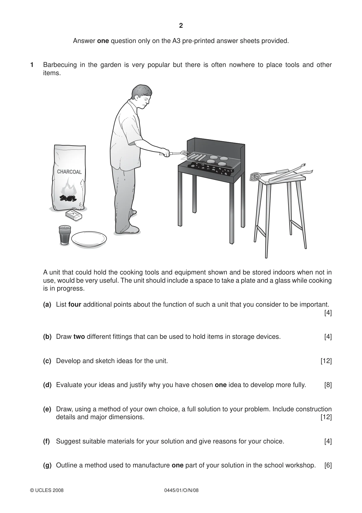 Cambridge IGCSE Design and Technology 0445 2008 Oct/Nov Paper 1 · Variant 1 question paper, page 2 of 4