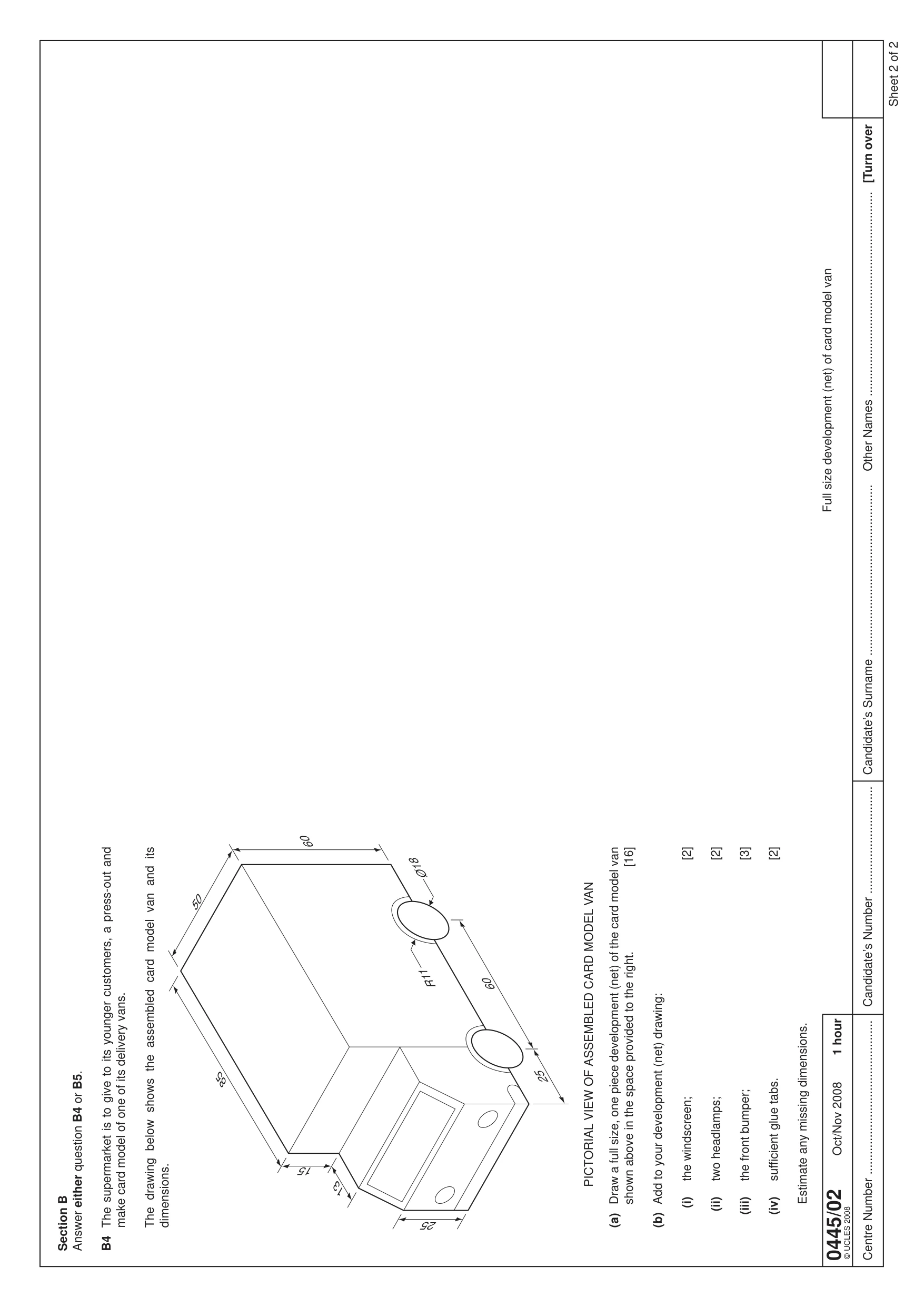 Cambridge IGCSE Design and Technology 0445 2008 Oct/Nov Paper 2 · Variant 1 question paper, page 3 of 4