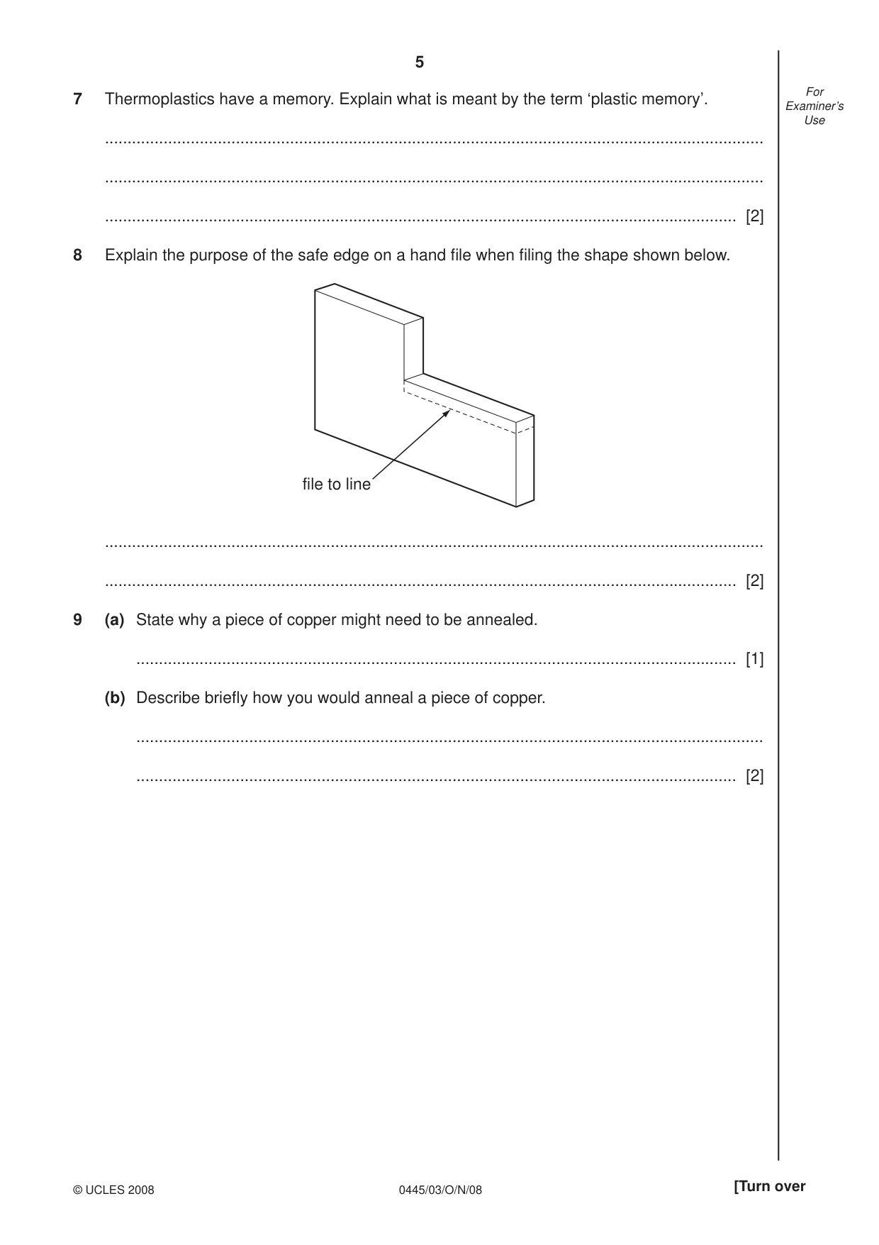 Cambridge IGCSE Design and Technology 0445 2008 Oct/Nov Paper 3 · Variant 1 question paper, page 5 of 16