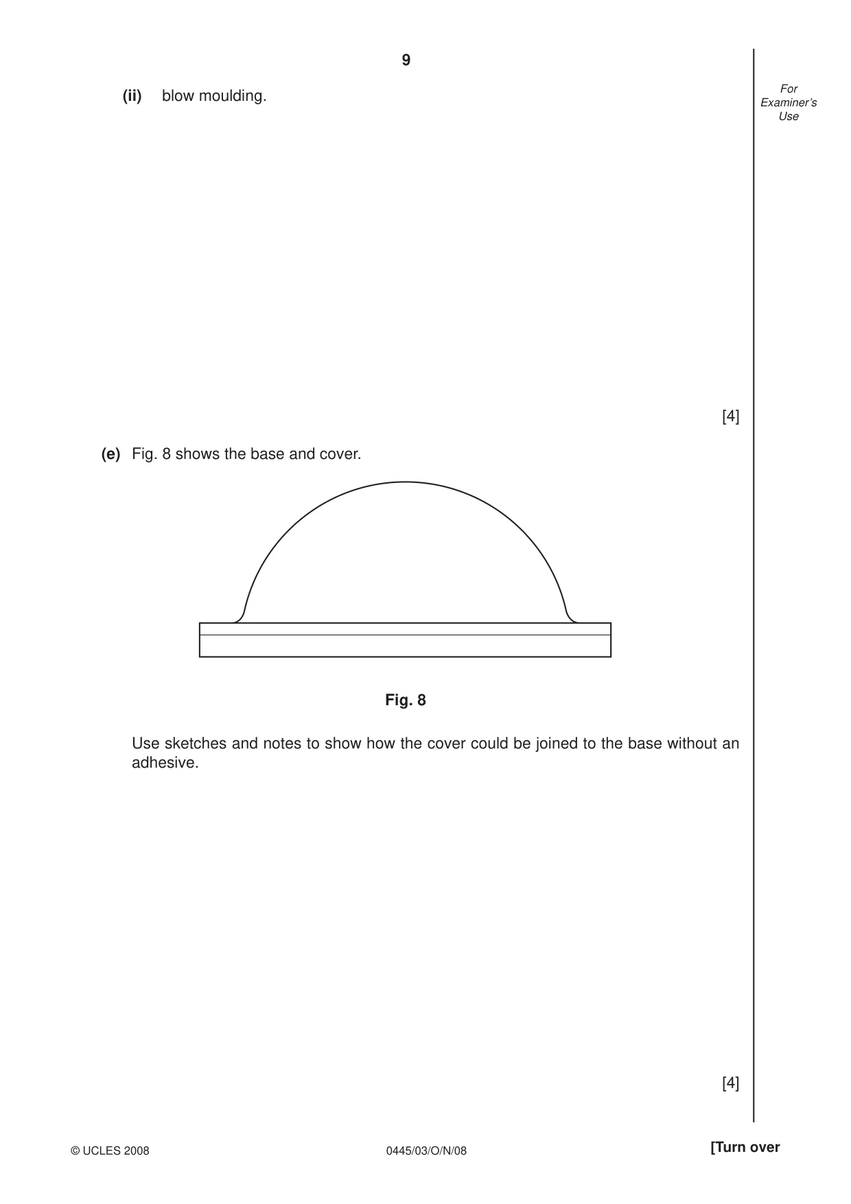 Cambridge IGCSE Design and Technology 0445 2008 Oct/Nov Paper 3 · Variant 1 question paper, page 9 of 16