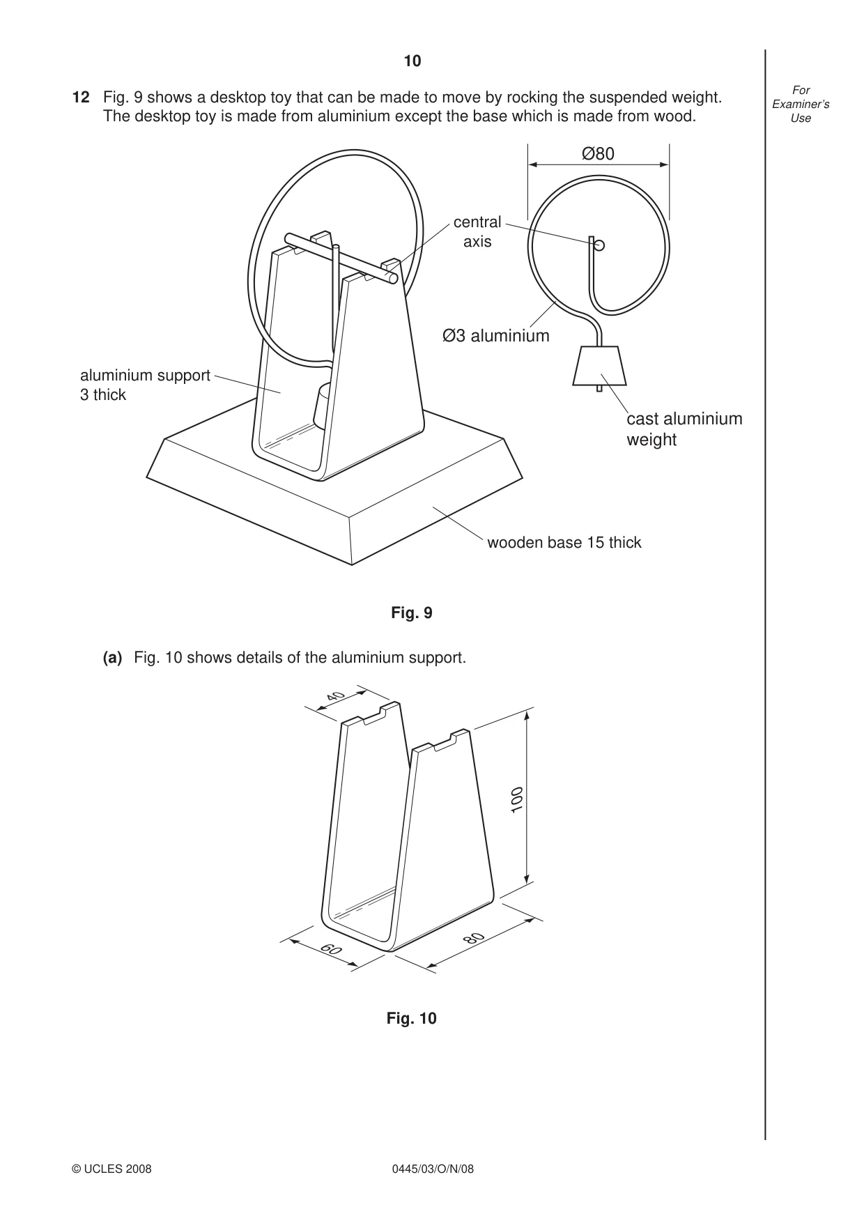 Cambridge IGCSE Design and Technology 0445 2008 Oct/Nov Paper 3 · Variant 1 question paper, page 10 of 16