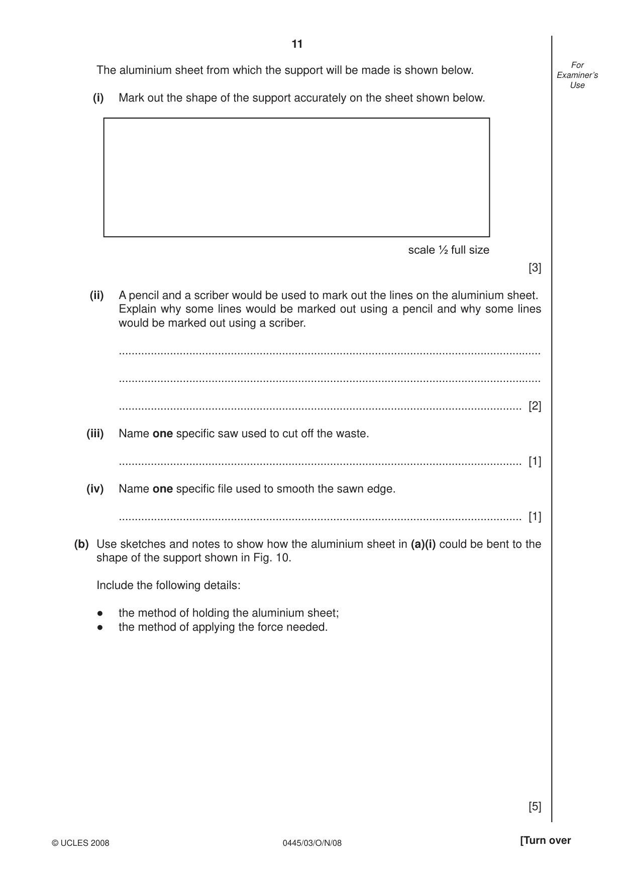 Cambridge IGCSE Design and Technology 0445 2008 Oct/Nov Paper 3 · Variant 1 question paper, page 11 of 16