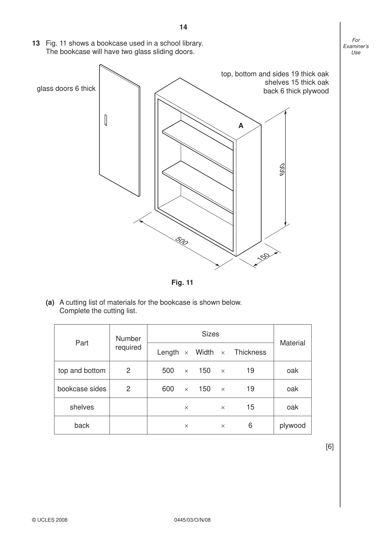 Cambridge IGCSE Design and Technology 0445 2008 Oct/Nov Paper 3 · Variant 1 question paper, page 14 of 16
