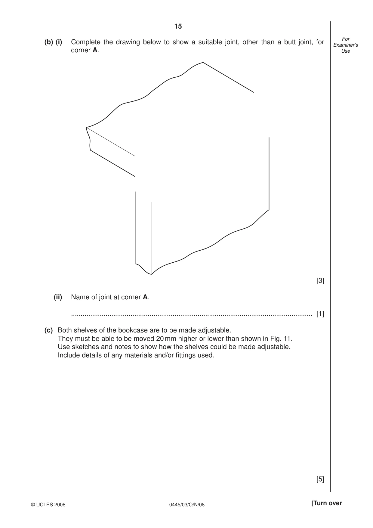 Cambridge IGCSE Design and Technology 0445 2008 Oct/Nov Paper 3 · Variant 1 question paper, page 15 of 16