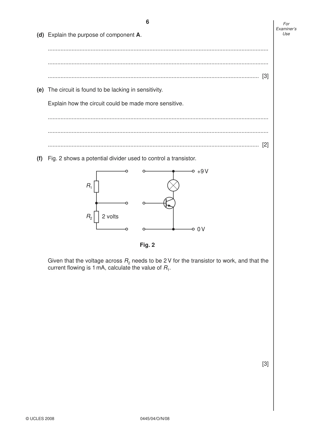 Cambridge IGCSE Design and Technology 0445 2008 Oct/Nov Paper 4 · Variant 1 question paper, page 6 of 16