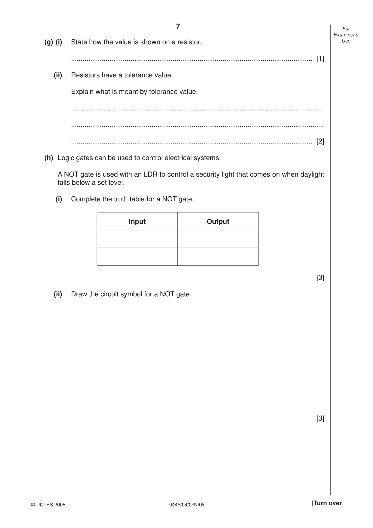 Cambridge IGCSE Design and Technology 0445 2008 Oct/Nov Paper 4 · Variant 1 question paper, page 7 of 16