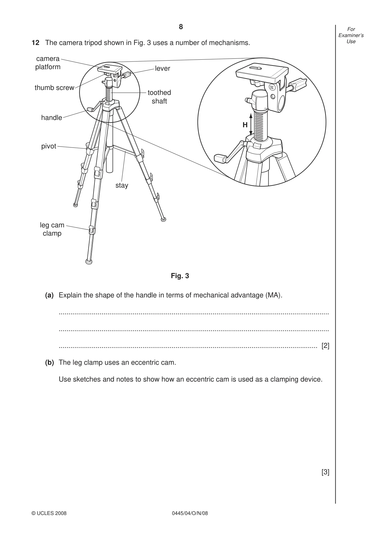 Cambridge IGCSE Design and Technology 0445 2008 Oct/Nov Paper 4 · Variant 1 question paper, page 8 of 16