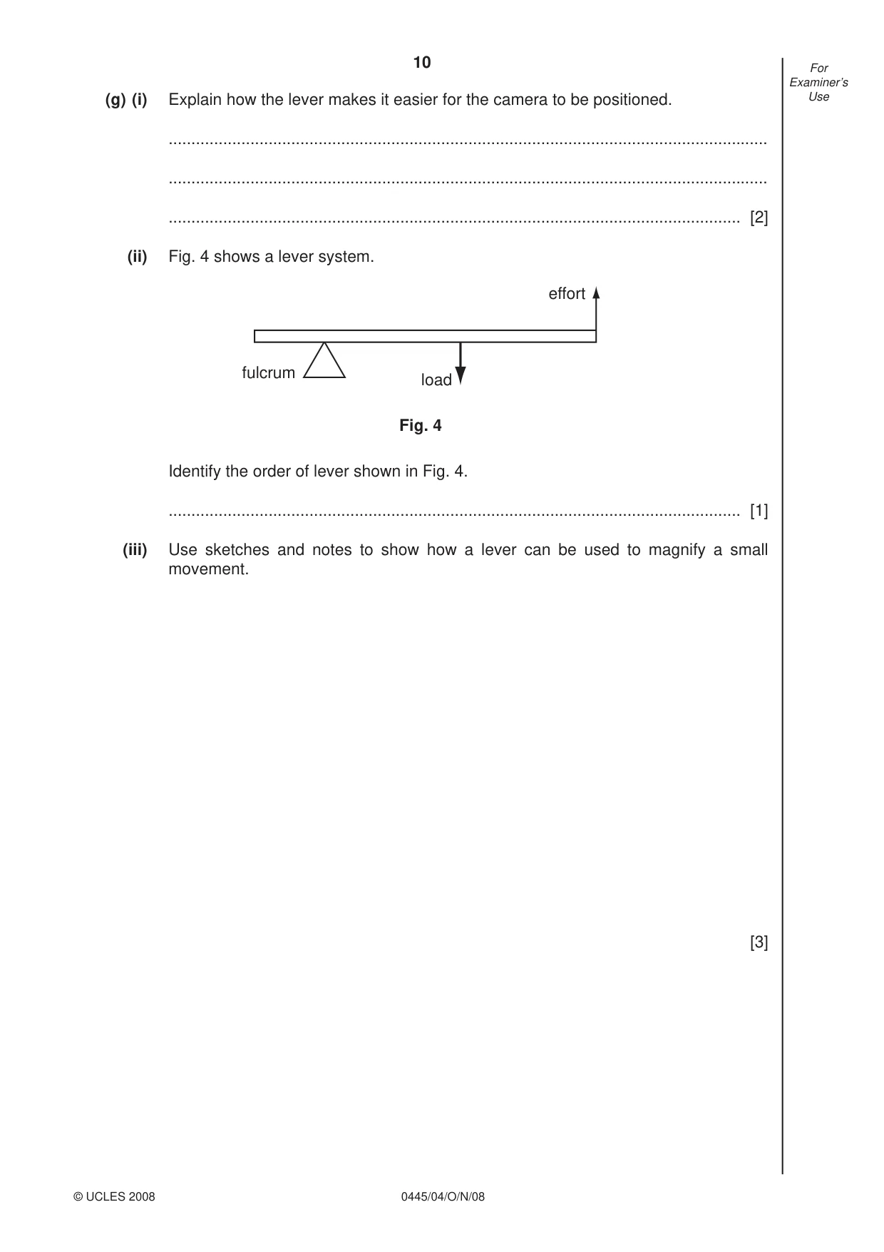 Cambridge IGCSE Design and Technology 0445 2008 Oct/Nov Paper 4 · Variant 1 question paper, page 10 of 16