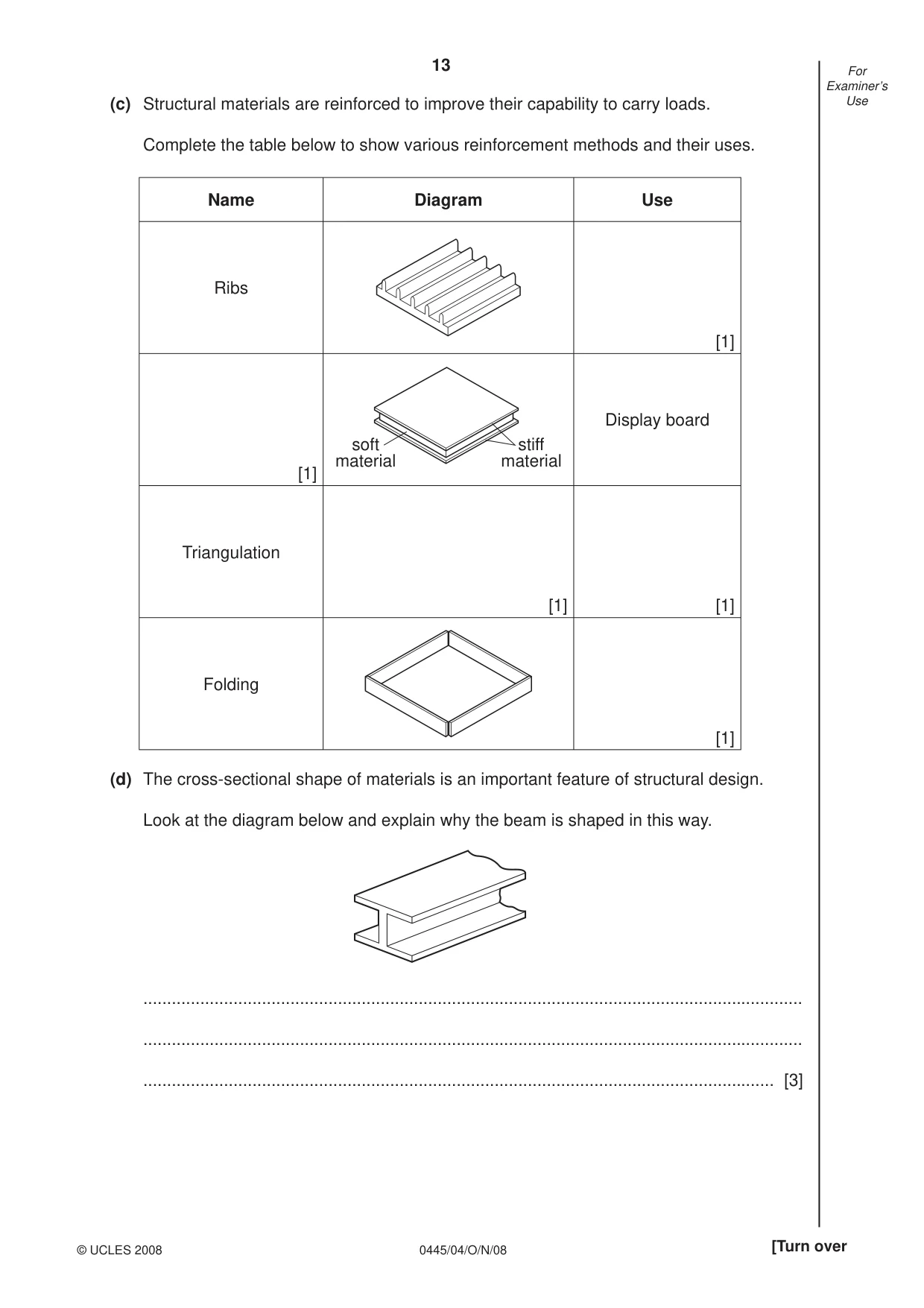Cambridge IGCSE Design and Technology 0445 2008 Oct/Nov Paper 4 · Variant 1 question paper, page 13 of 16