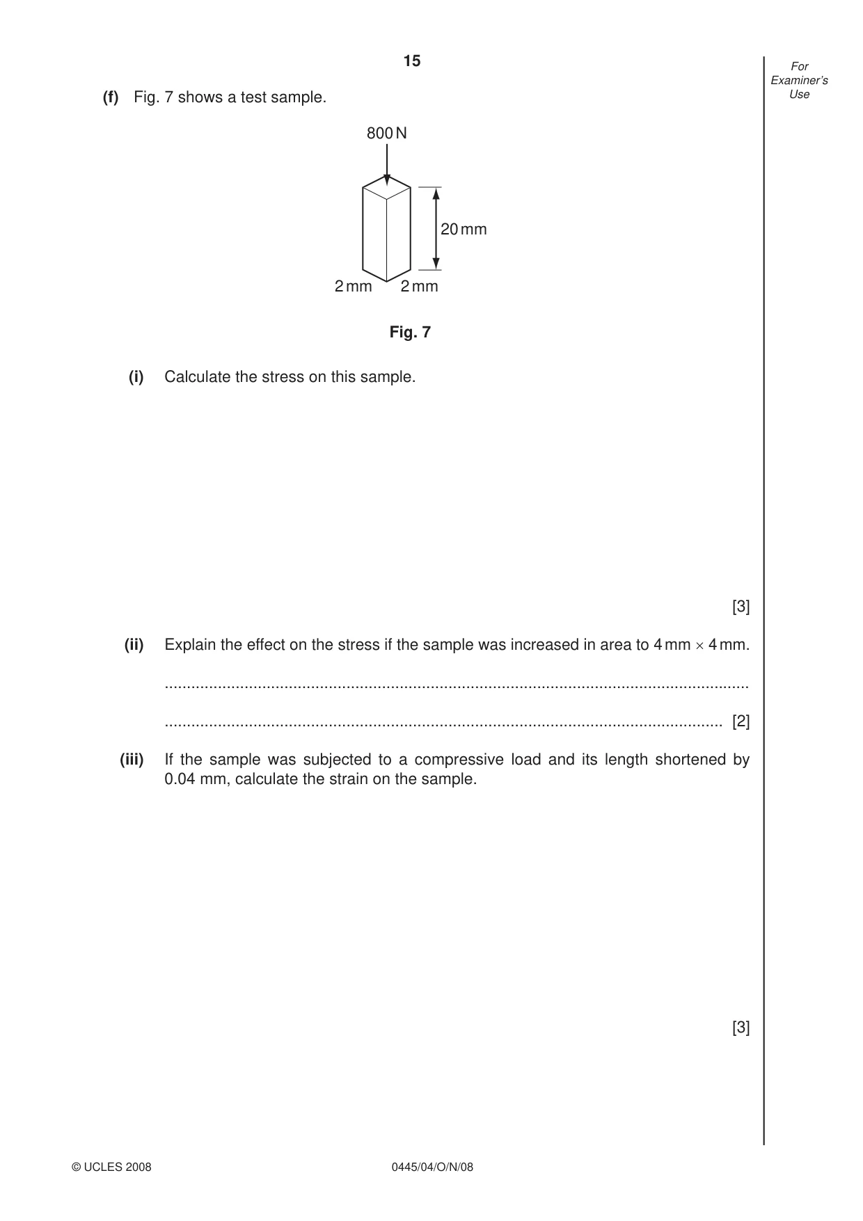 Cambridge IGCSE Design and Technology 0445 2008 Oct/Nov Paper 4 · Variant 1 question paper, page 15 of 16