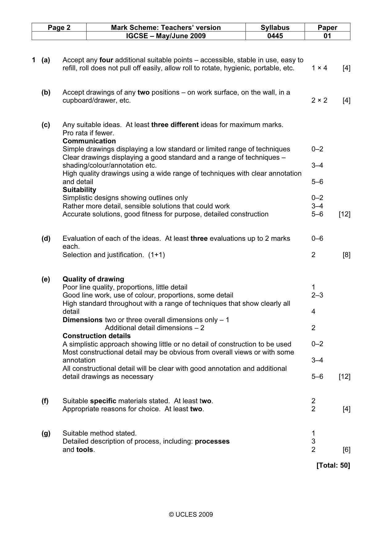Mark scheme, page 2 of 4