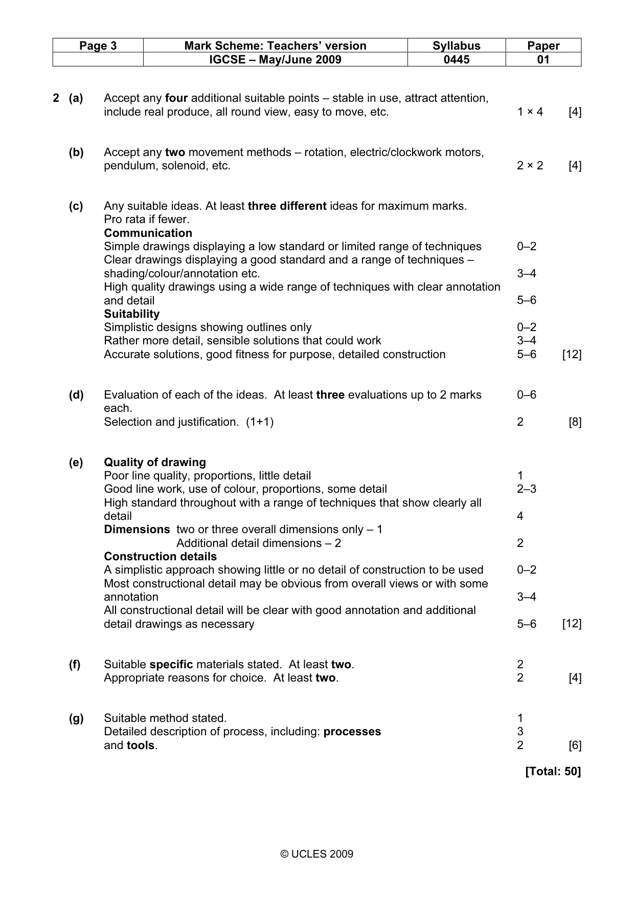 Mark scheme, page 3 of 4