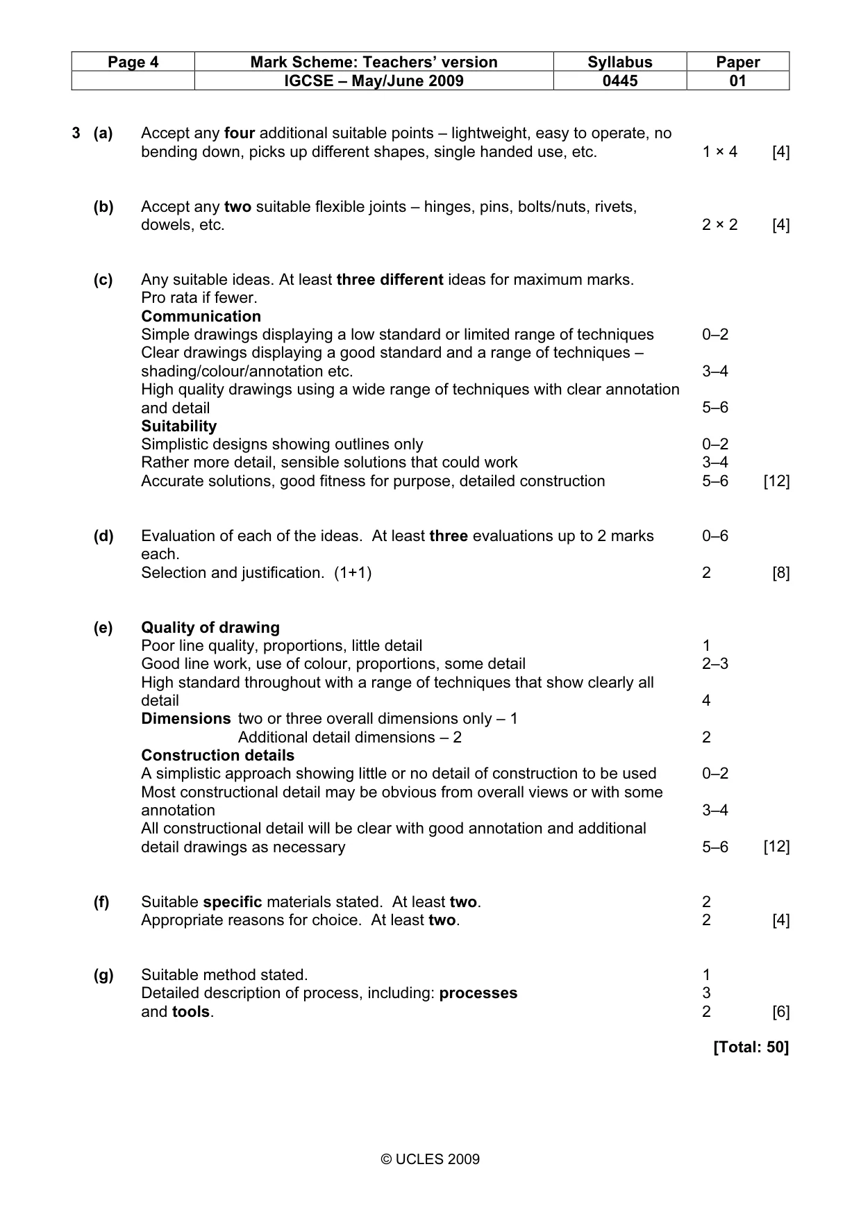 Mark scheme, page 4 of 4