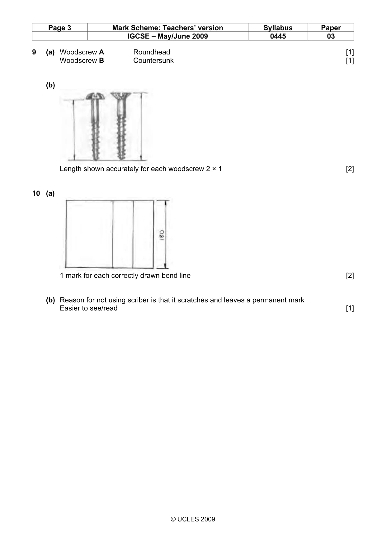 Mark scheme, page 3 of 6