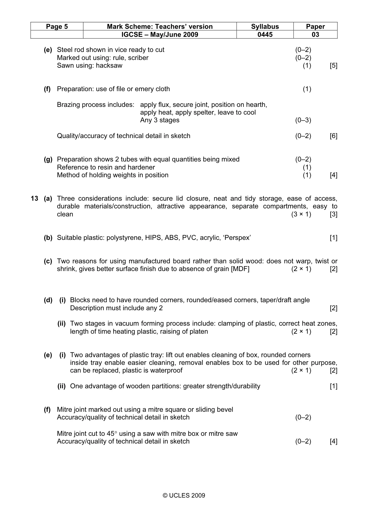 Mark scheme, page 5 of 6
